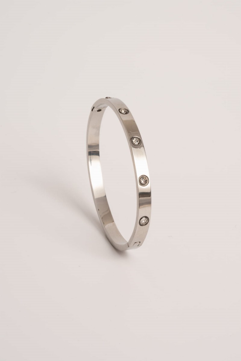 Bransoletka koło ze stali szlachetnej z cyrkoniami - Solene Silver