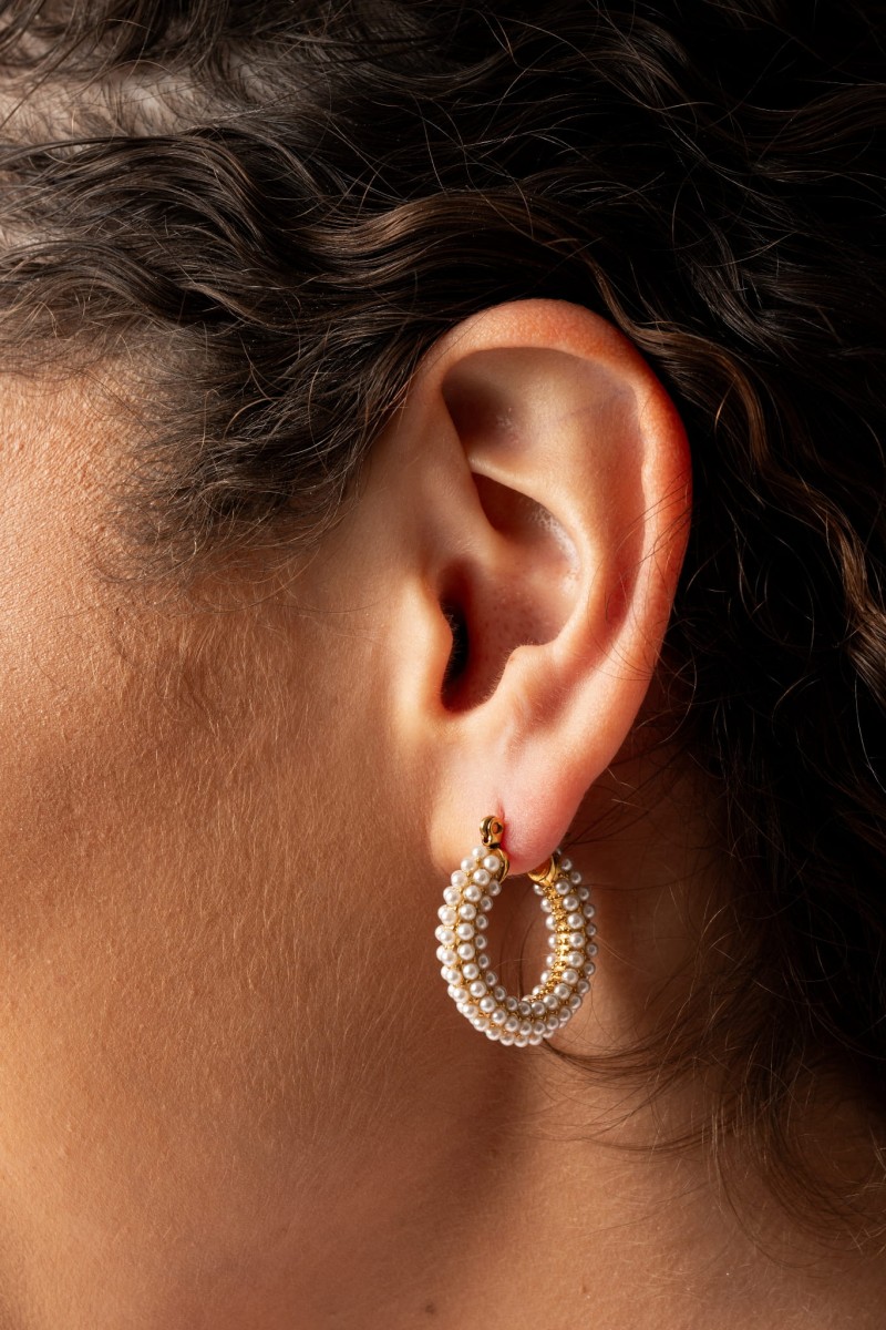 Kolczyki koła pozłacane z perłami - Celine Gold