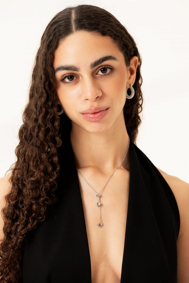 Naszyjnik z regulowanym łańcuszkiem i zawieszkami w kształcie serca - Talia Silver