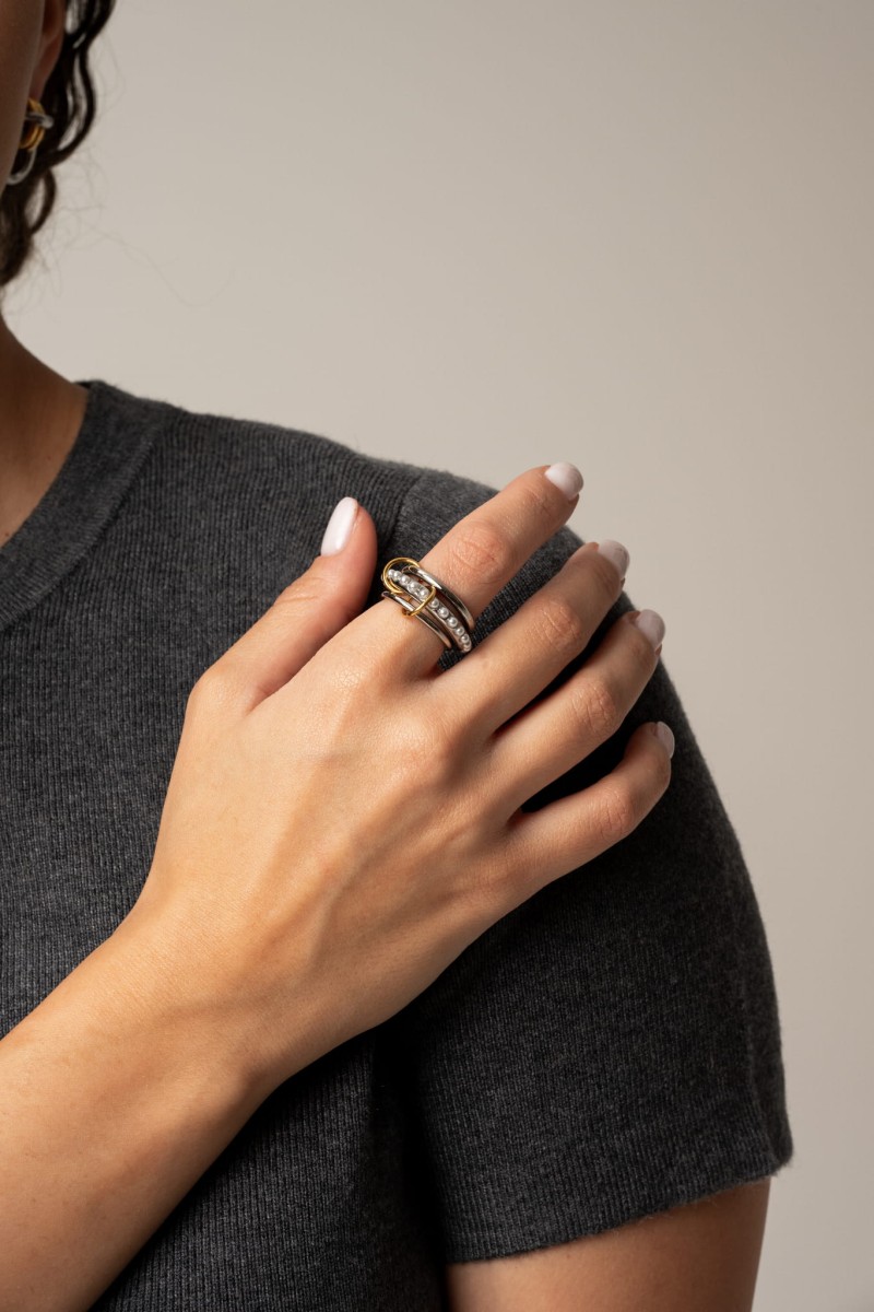 Pierścionek ze stali szlachetnej z naturalną perłą słodkowodną - Isola Silver