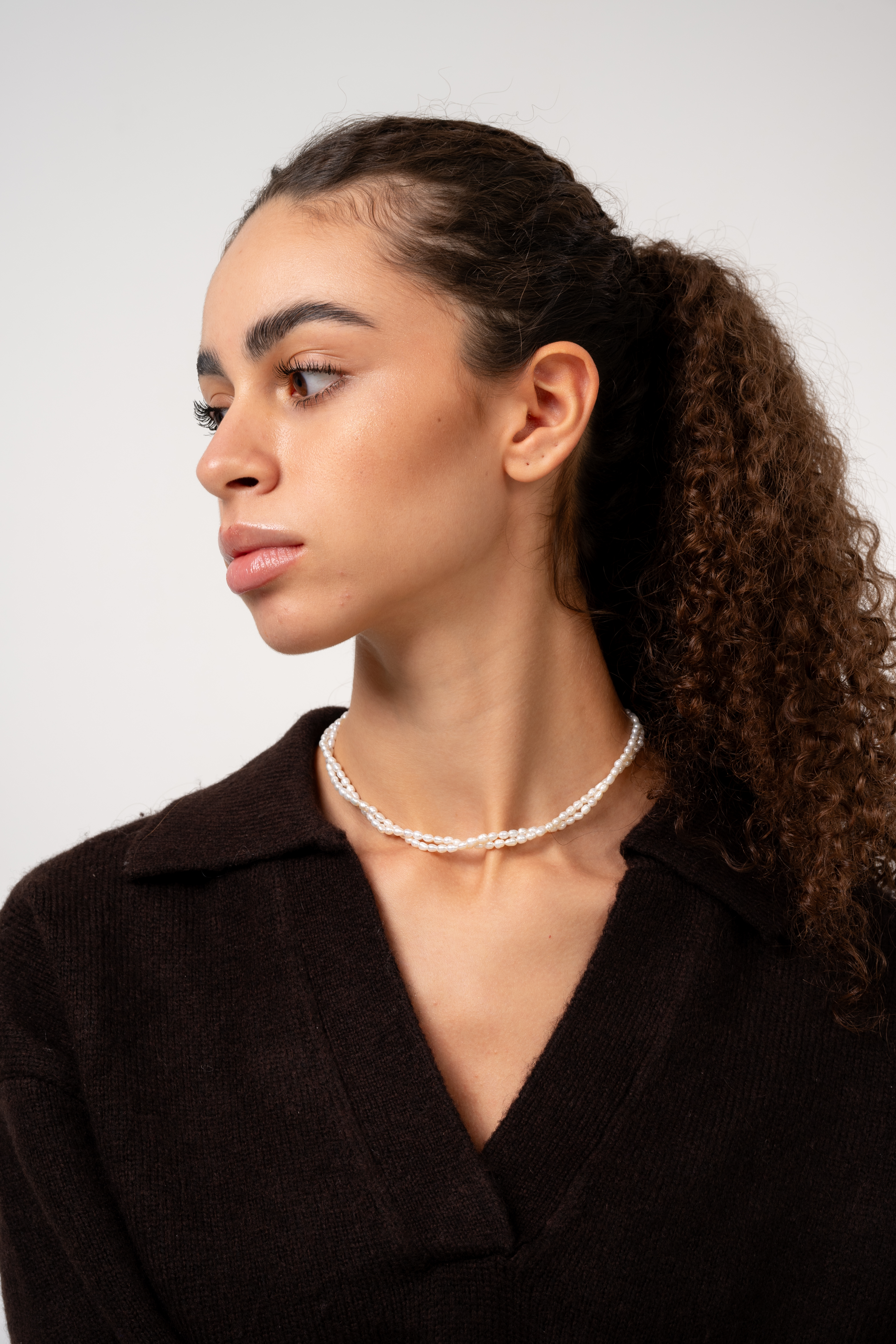 Naszyjnik złoty z naturalnych pereł podwójny - SELENE GOLD