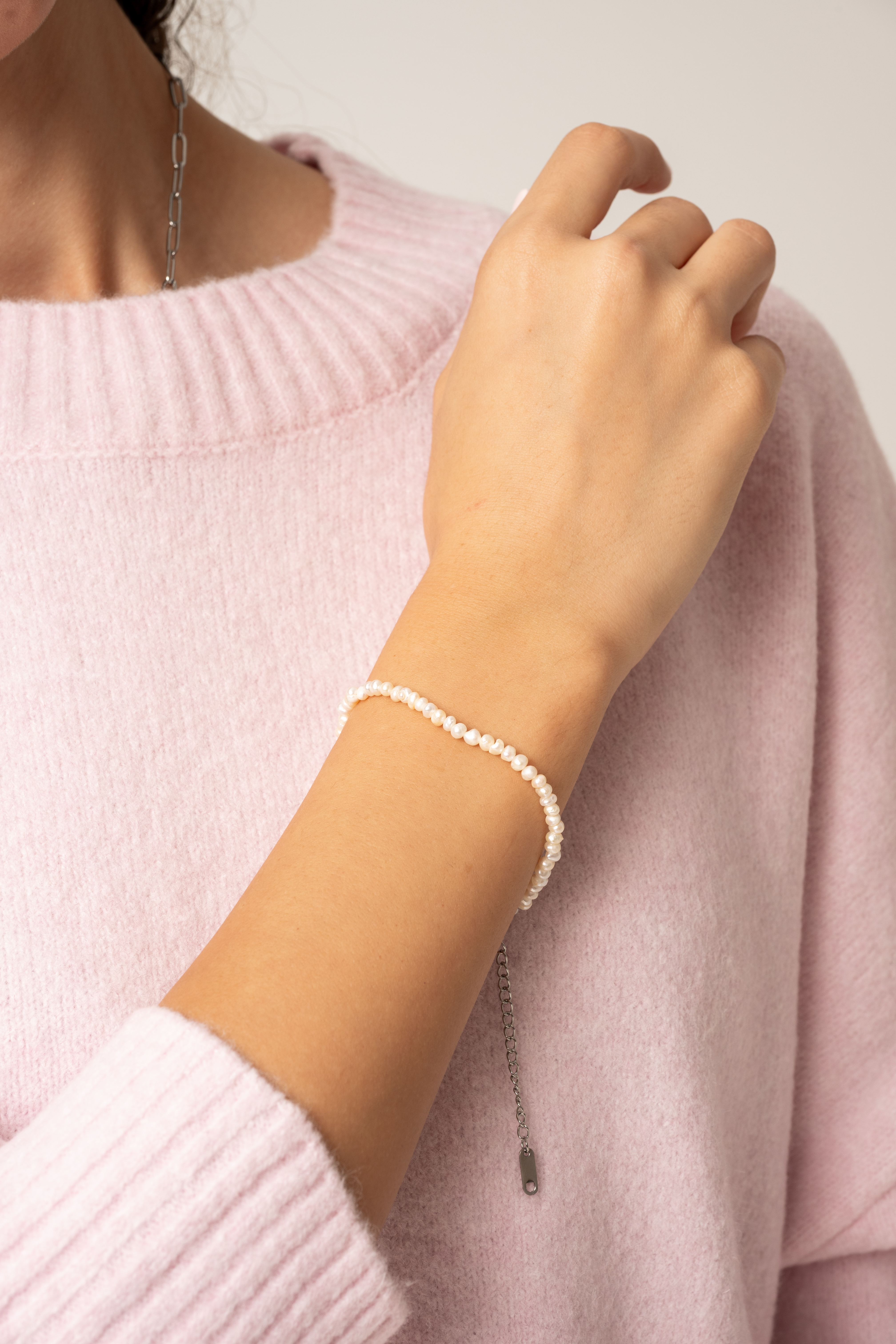 Bransoletka z drobnymi perłami - MEA SILVER