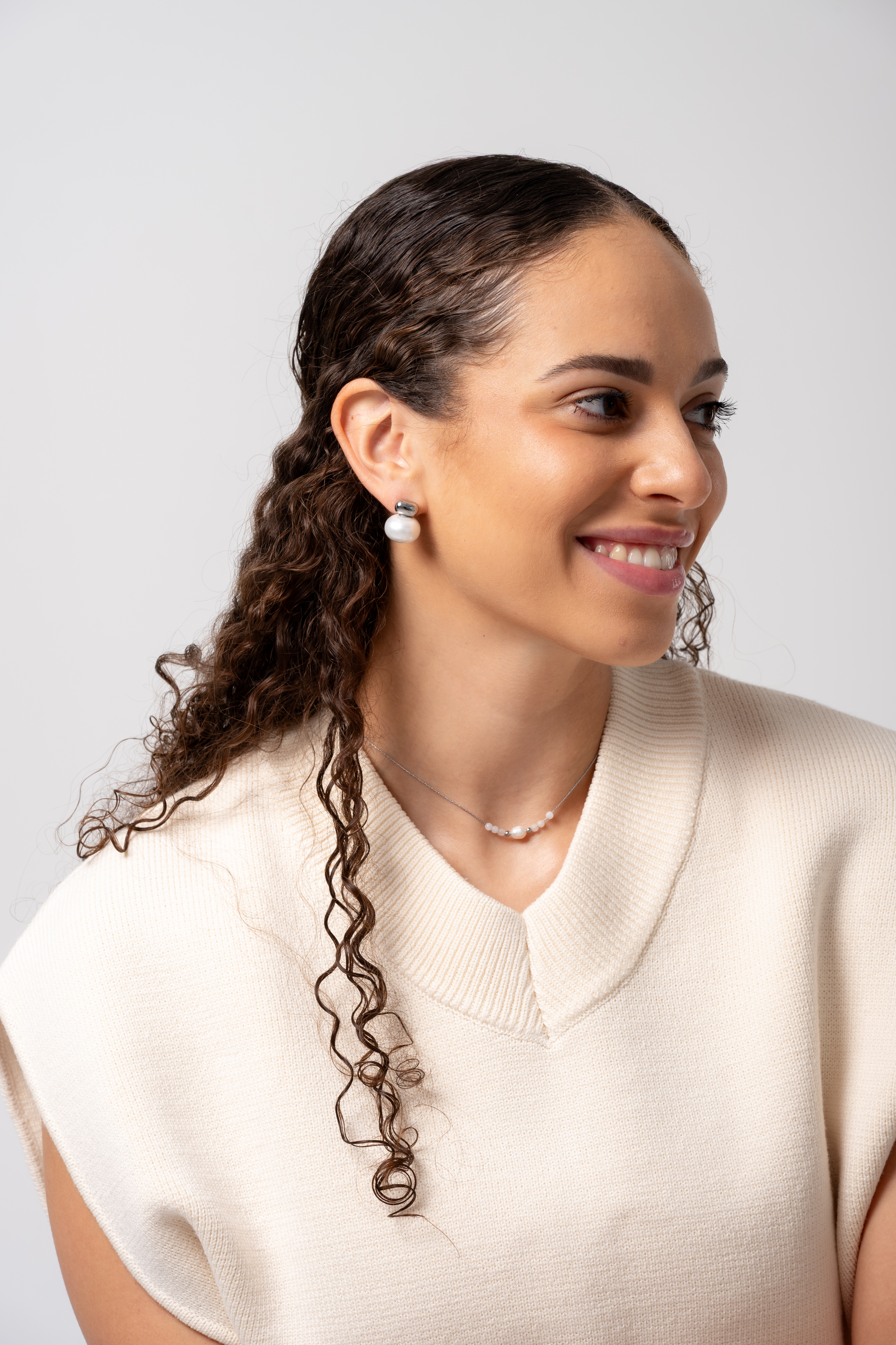 Kolczyki złote z dużą perłą