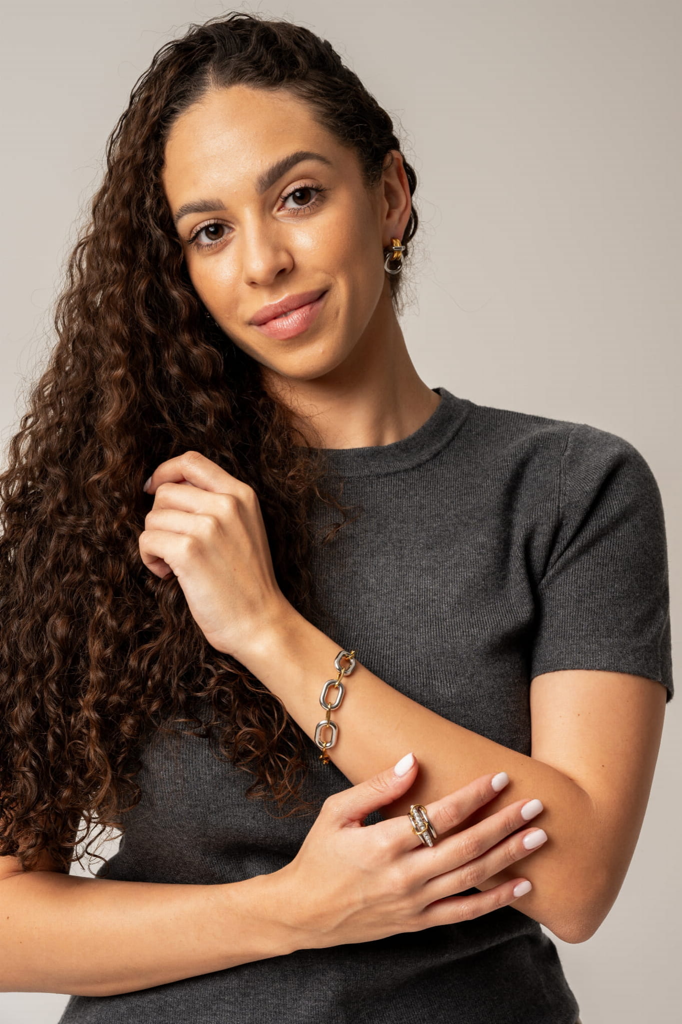 Bransoletka dwukolorowa łańcuchowa - Core Gold