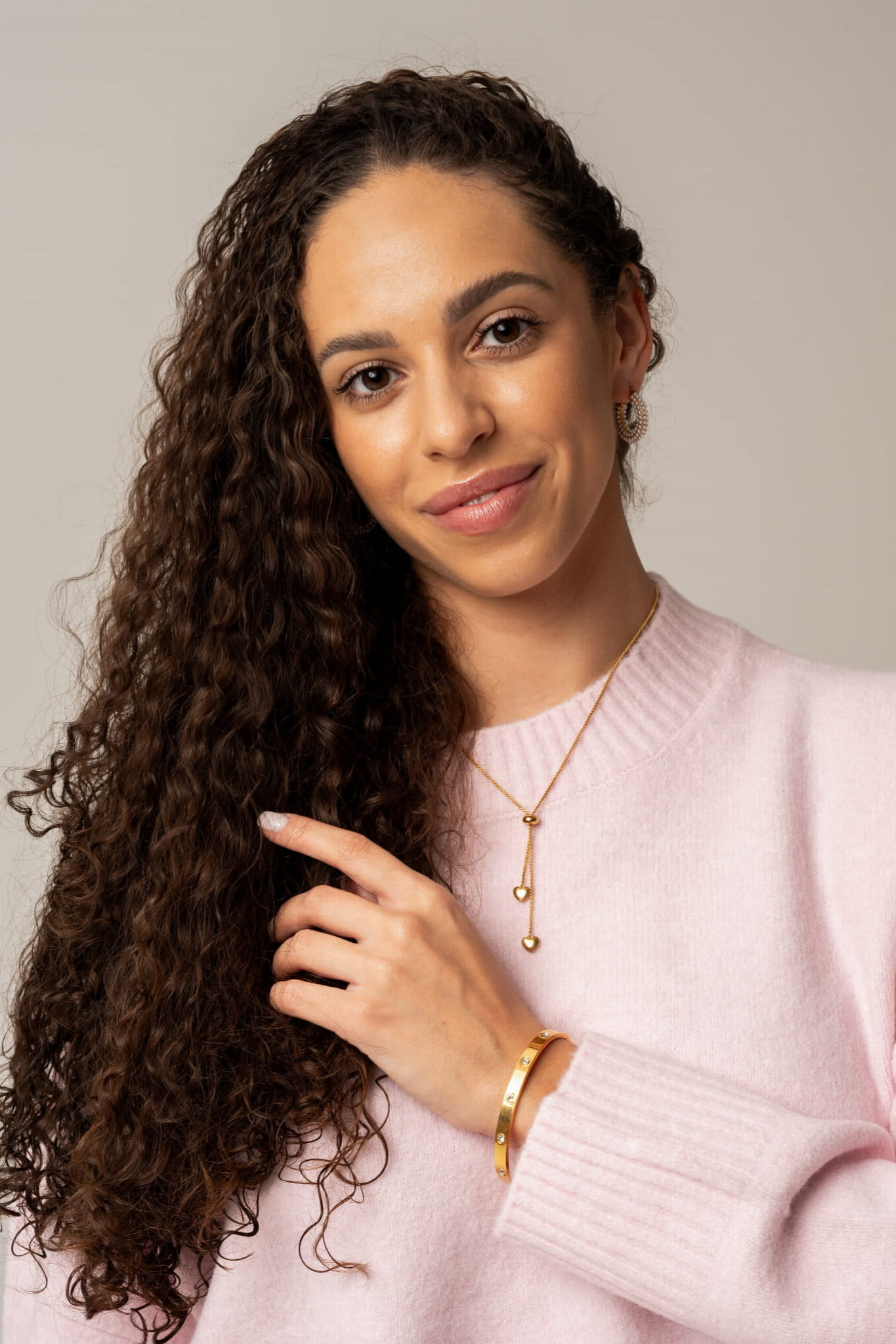 Bransoletka sztywna pozłacana z cyrkoniami - Solene Gold